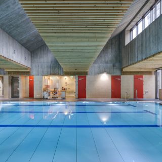 Ecole Lydie Schmit Schifflange 2015 #atelier70architects #luxembourgarchitecture #architectureluxembourg #swimmingpool #concretewood #schifflange #architecturelovers